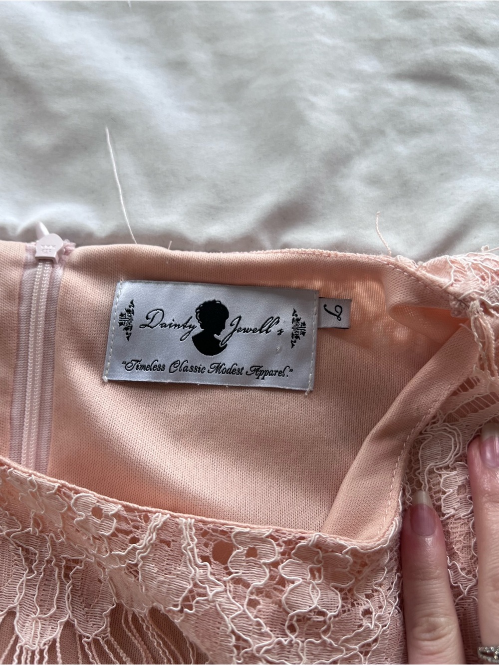Dainty Jewells Blush Lace Long Sleeve Midi Dress - Picture 3 of 3